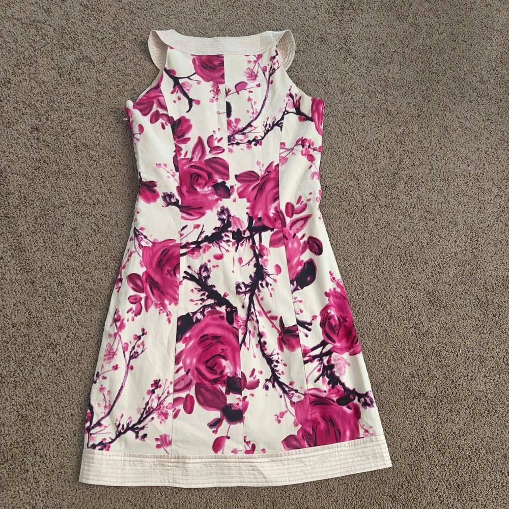 Karen Millen Floral Rose Sleeveless Halter Neck Knee Length Easter Dress US 4 - Picture 5 of 12